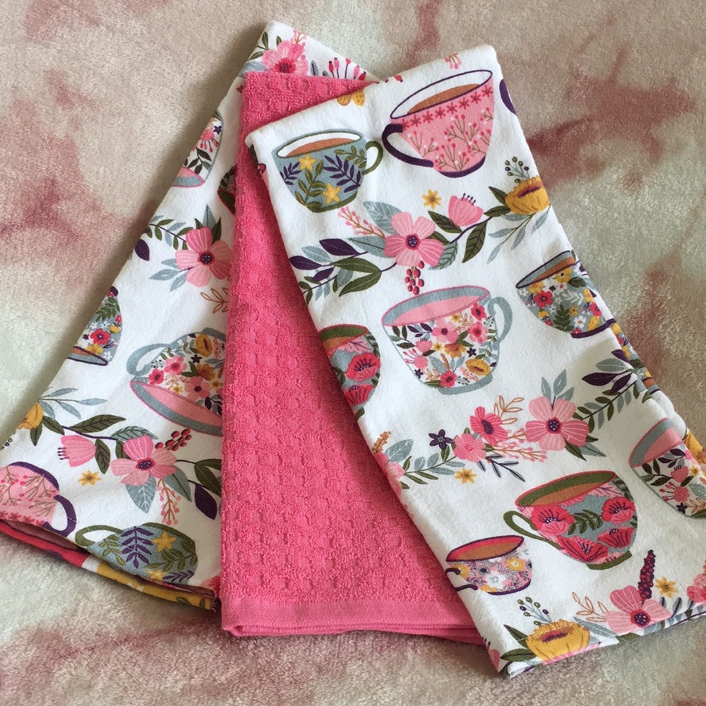 Mia Charro Cuppa Tea Spring Kitchen Towels Trio NWT. %100 Cotton Oeko Tex 28x18” - Picture 14 of 16
